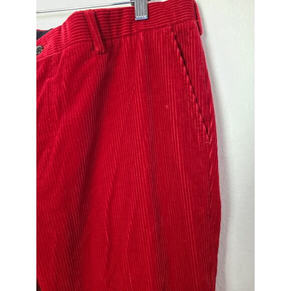 VINTAGE 90S POLO RALPH LAUREN CORDS CORDUROY FLAT FRONT RED TROUSERS 36 - Picture 5 of 13